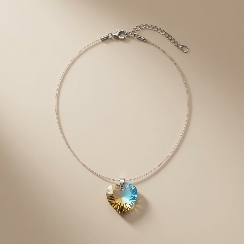 Swarovski Crystal Golden Lagoon Shimmer Heart Pendant