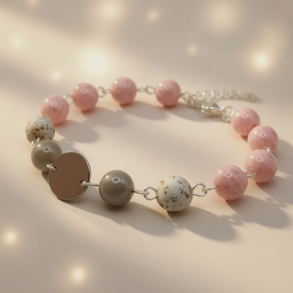 Czech Glass Sugar Rose Beaded Bracelet
