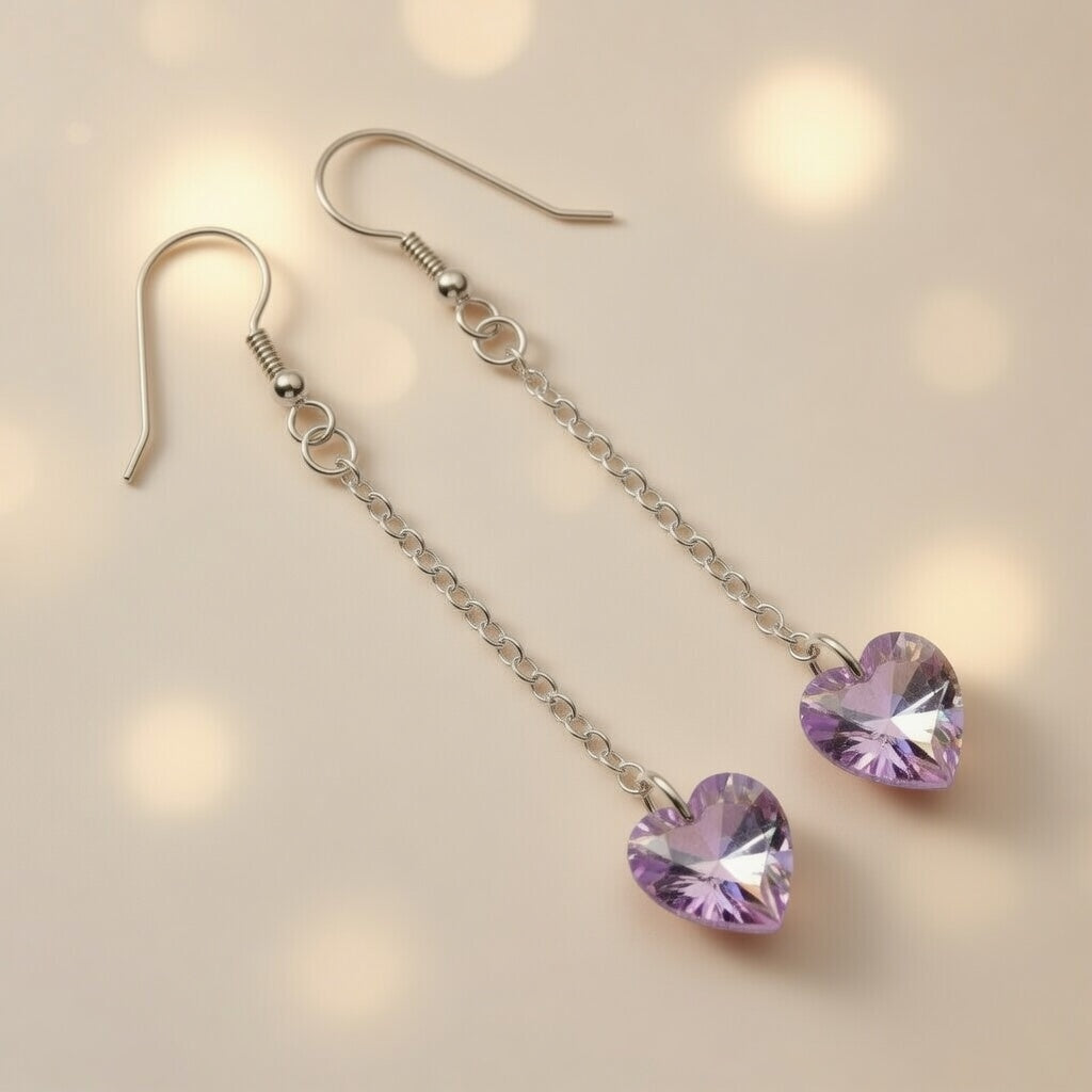 Swarovski Crystal Purple Heart Whisper Dangle Earrings