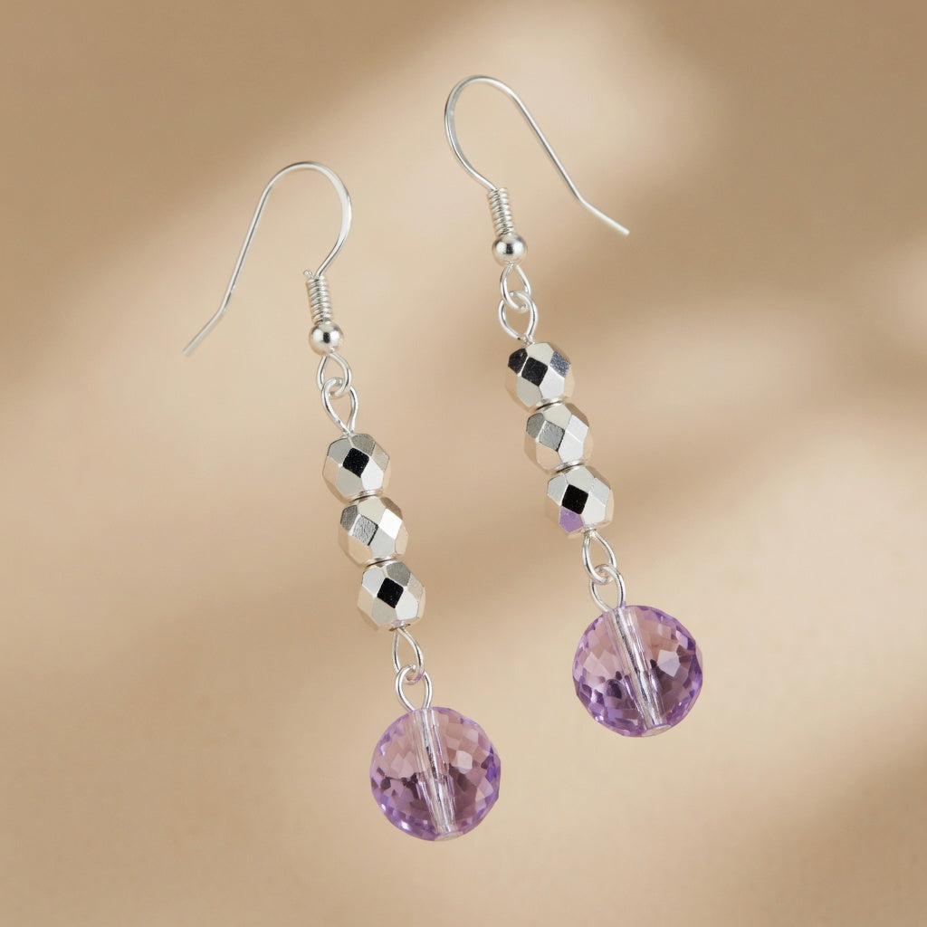 Czech Glass Lunar Violet Dangle Earrings