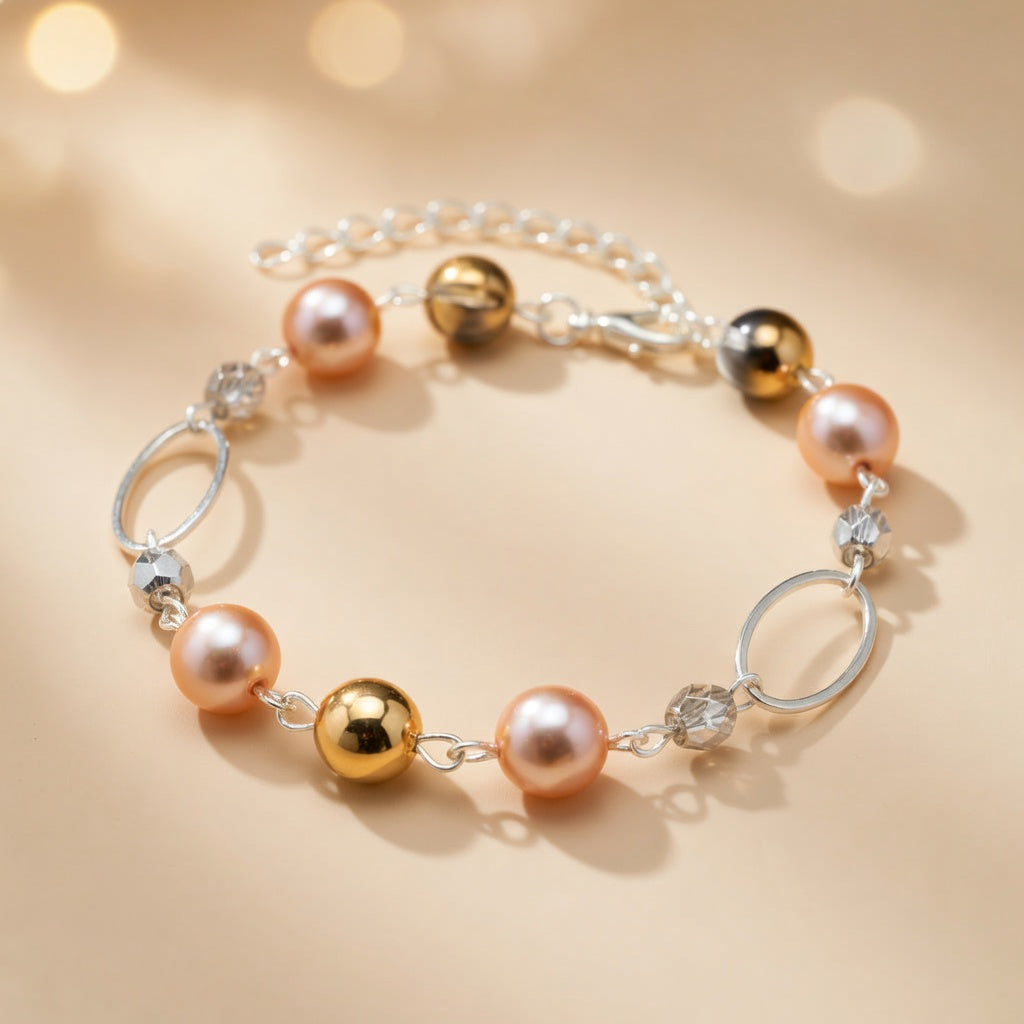 Pearl Peach Spectrum Beaded Bracelet