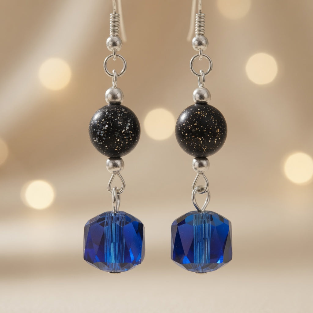 Midnight Sapphire Glow Drop Earrings