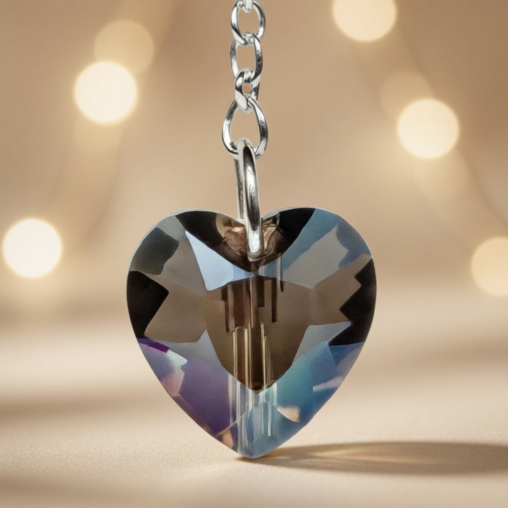 Swarovski Crystal Heart Smoky Twilight Dangling Earrings