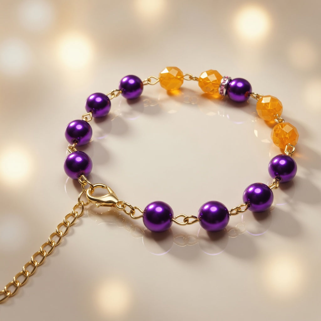 Czech Glass Purple Twilight Bohemian Glass Beaded Bracelet