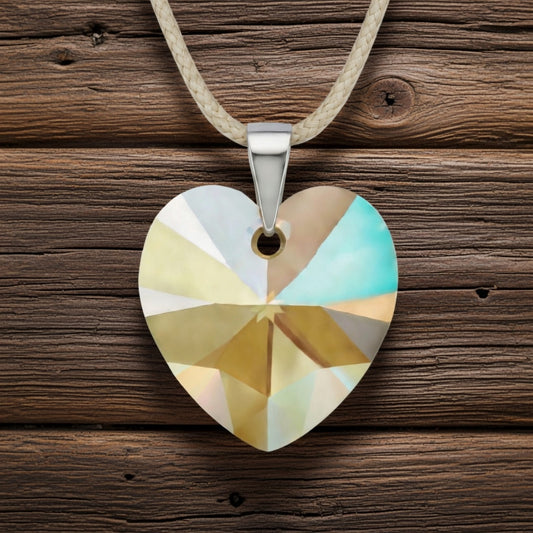 Swarovski Crystal Golden Lagoon Shimmer Heart Pendant