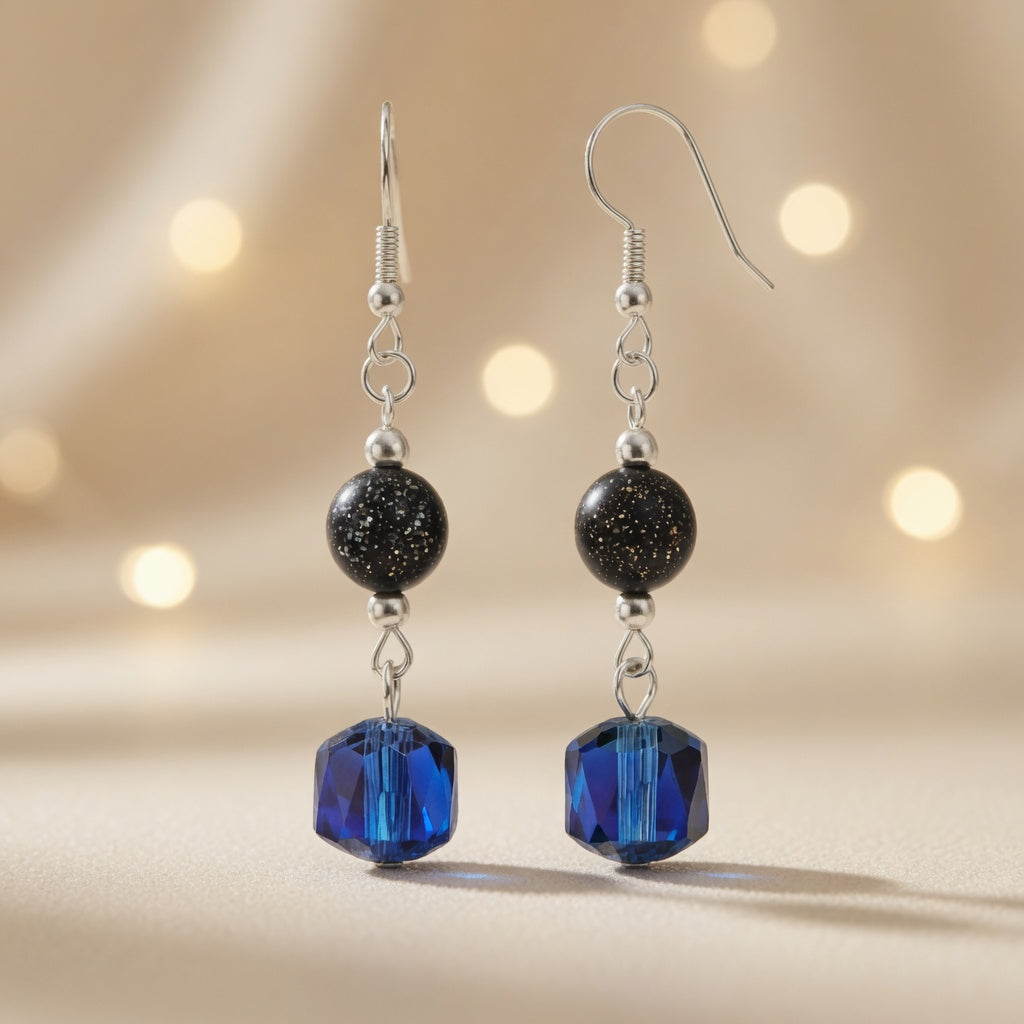 Midnight Sapphire Glow Drop Earrings