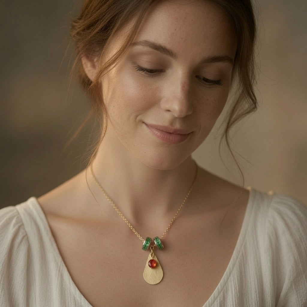 Golden Ember Leaf Necklace