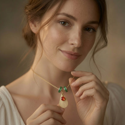 Golden Ember Leaf Necklace