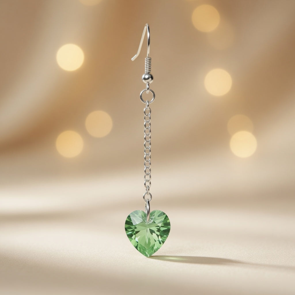 Swarovski Crystal Forest Green Heart Dangle Earrings