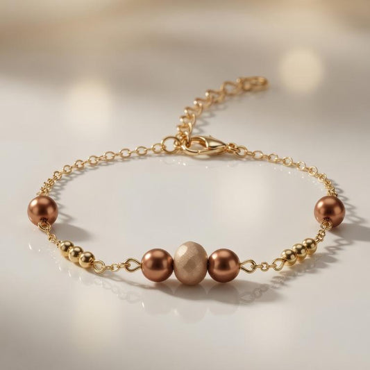 Gold Bead Pearl Bracelet