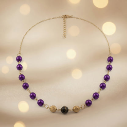 Czech Glass Purple Pearl Glow Necklace