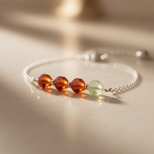 Orange Green Crystal Czech Glass Handmade Bracelet