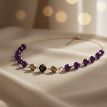 Czech Glass Purple Pearl Glow Necklace