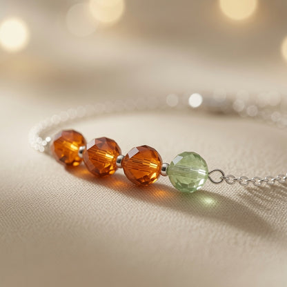 Orange Green Crystal Czech Glass Handmade Bracelet