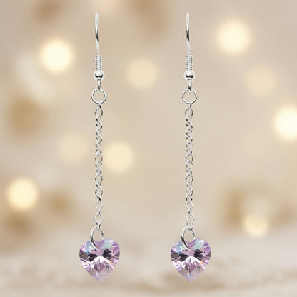 Swarovski Crystal Purple Heart Whisper Dangle Earrings