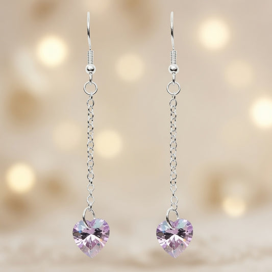 Swarovski Crystal Purple Heart Whisper Dangle Earrings