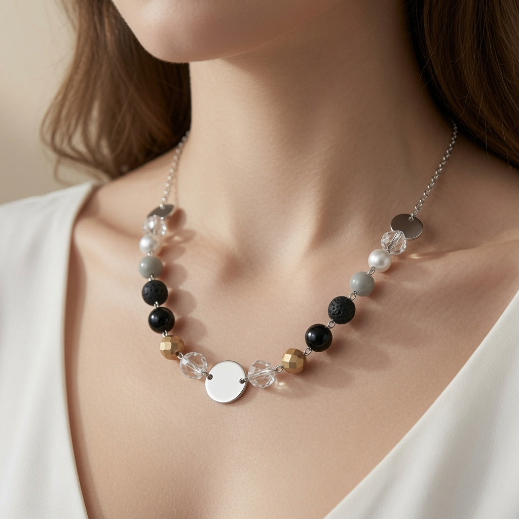 Czech Glass Lunar Dance of Shadows Necklace