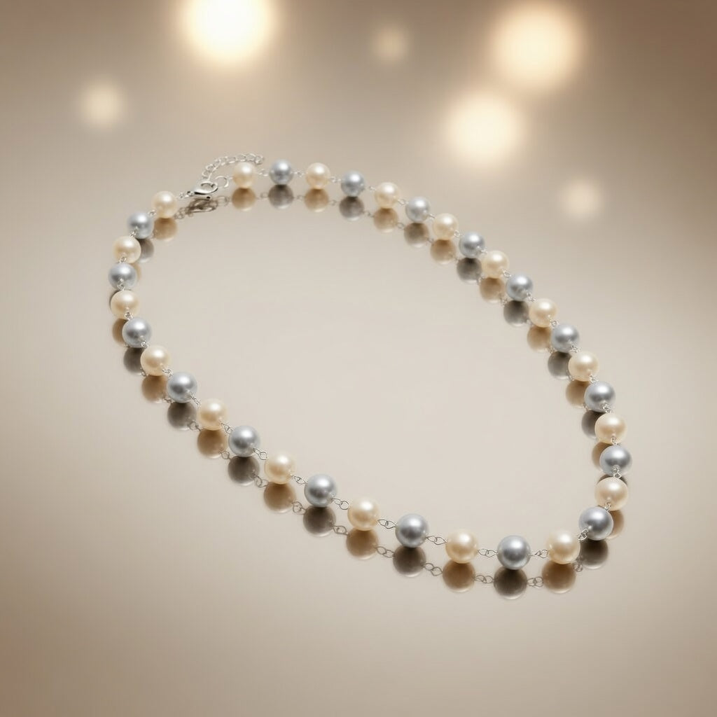 Necklace Silver and Cream Harmony