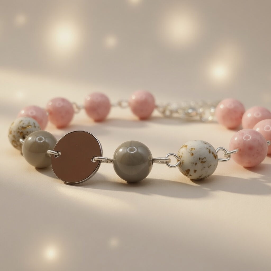 Czech Glass Sugar Rose Beaded Bracelet