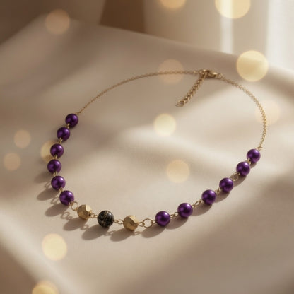 Czech Glass Purple Pearl Glow Necklace