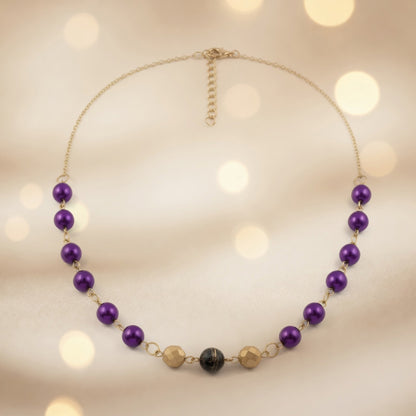 Czech Glass Purple Pearl Glow Necklace