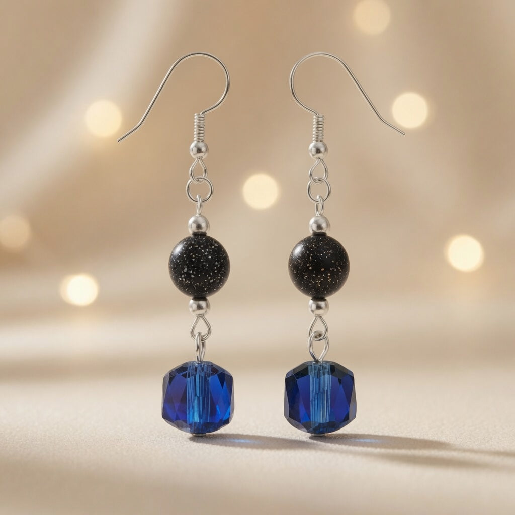 Midnight Sapphire Glow Drop Earrings