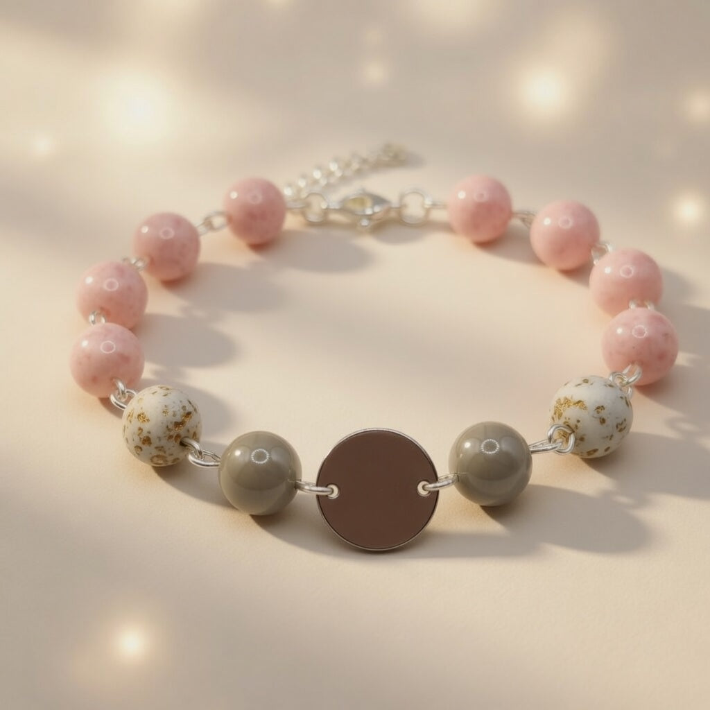 Czech Glass Sugar Rose Beaded Bracelet