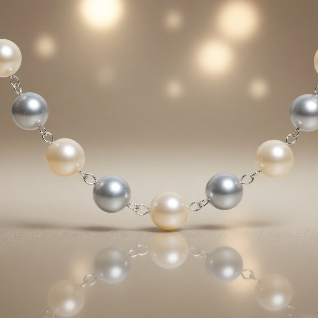 Necklace Silver and Cream Harmony
