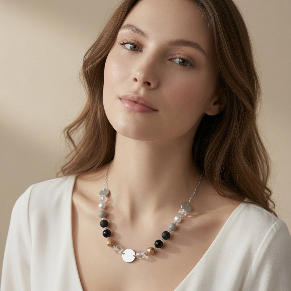 Czech Glass Lunar Dance of Shadows Necklace