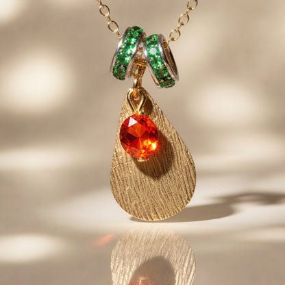 Golden Ember Leaf Necklace