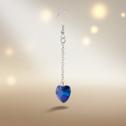 Swarovski Crystal Ocean Sapphire Blue Heart Dangle Earrings