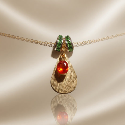 Golden Ember Leaf Necklace