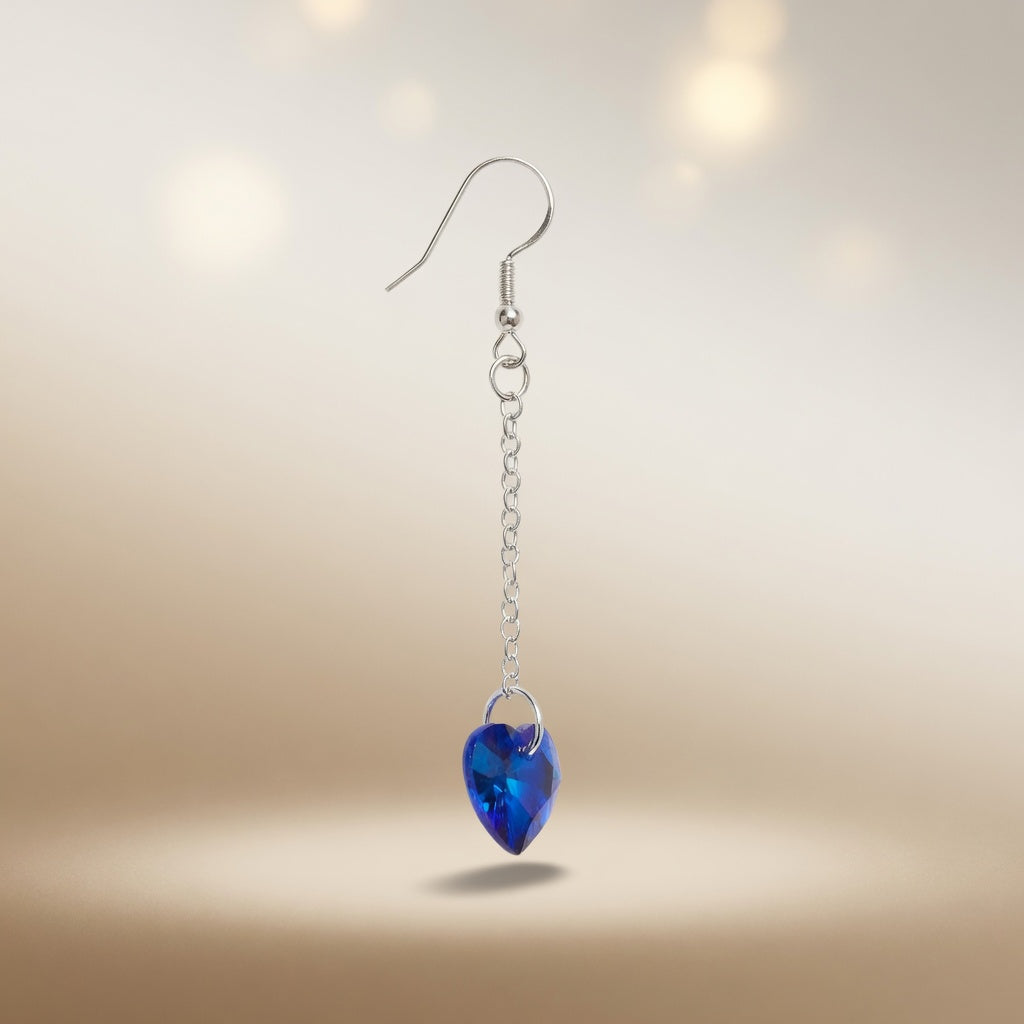Swarovski Crystal Ocean Sapphire Blue Heart Dangle Earrings