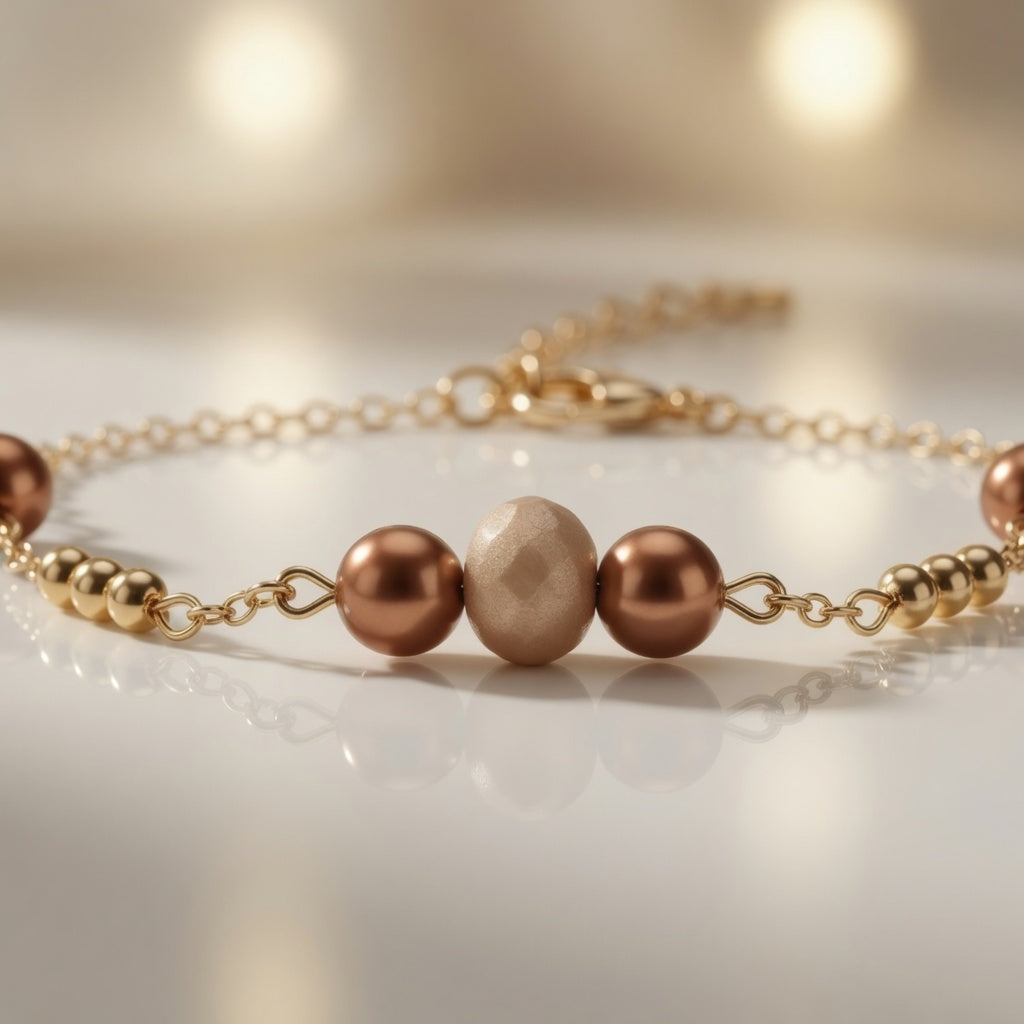 Gold Bead Pearl Bracelet