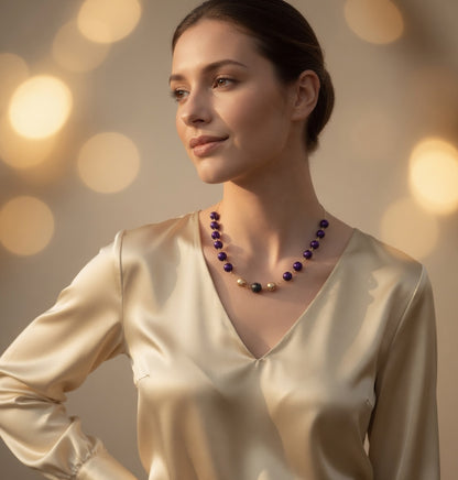 Czech Glass Purple Pearl Glow Necklace