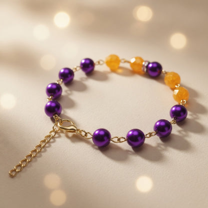 Czech Glass Purple Twilight Bohemian Glass Beaded Bracelet