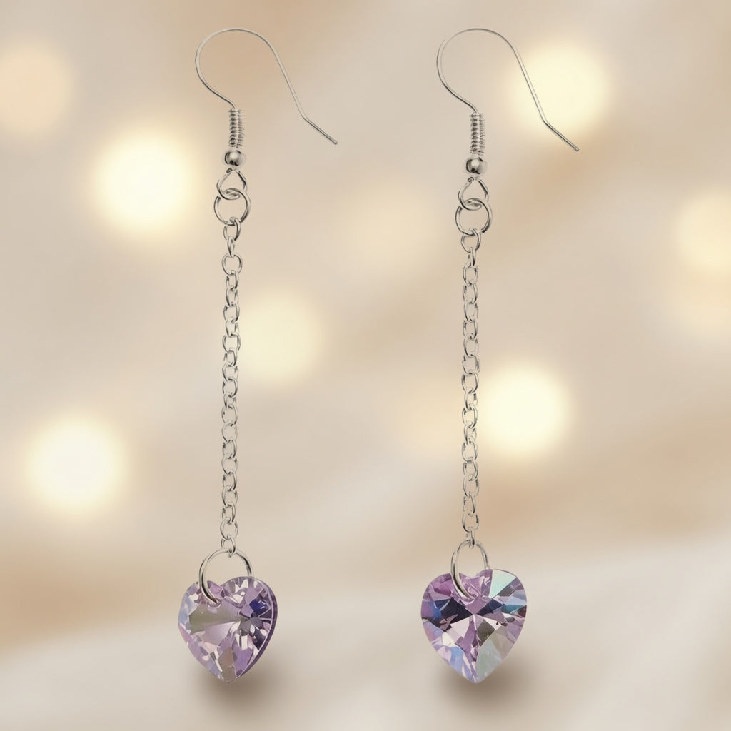 Swarovski Crystal Purple Heart Whisper Dangle Earrings