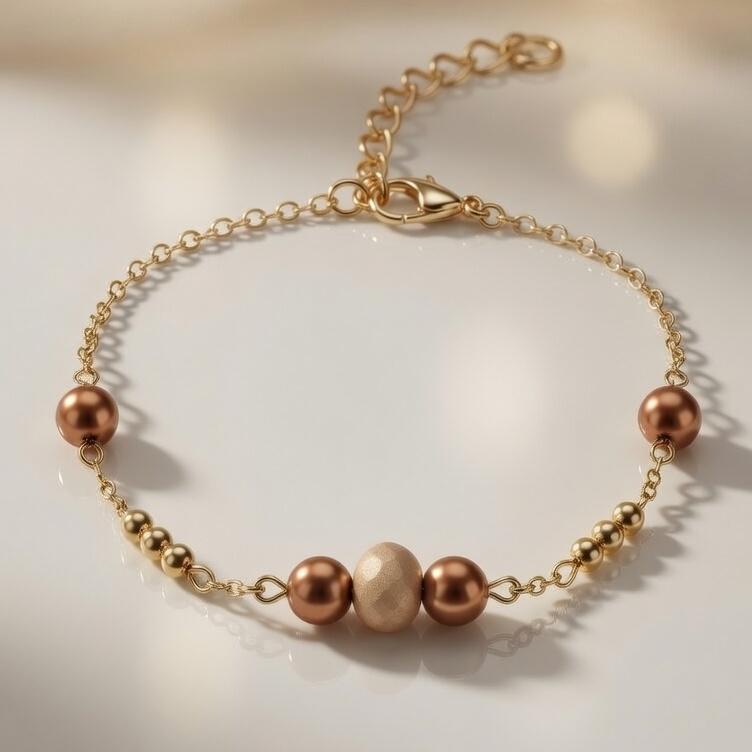 Gold Bead Pearl Bracelet
