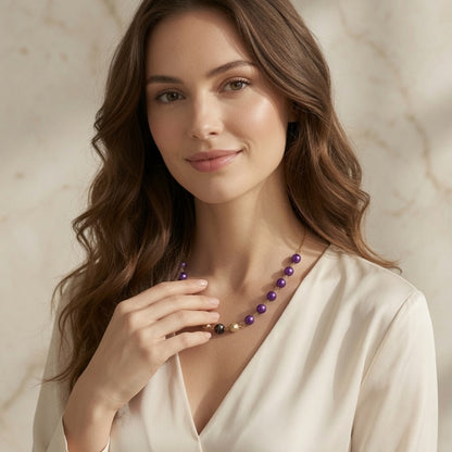 Czech Glass Purple Pearl Glow Necklace