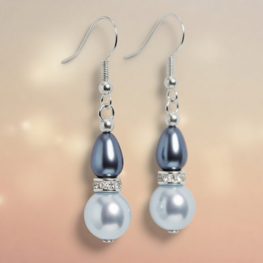 Czech Glass Lunar Tide Teardrop Dangle Earrings