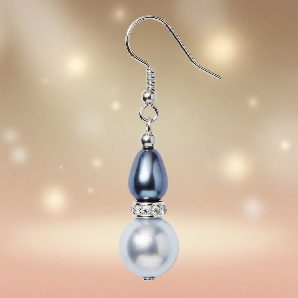 Czech Glass Lunar Tide Teardrop Dangle Earrings