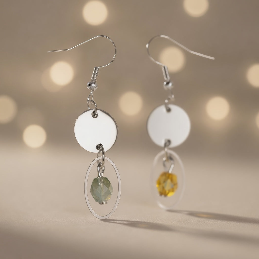 Mystical Bohemian Crystal Duo Czech Glass drop earrings