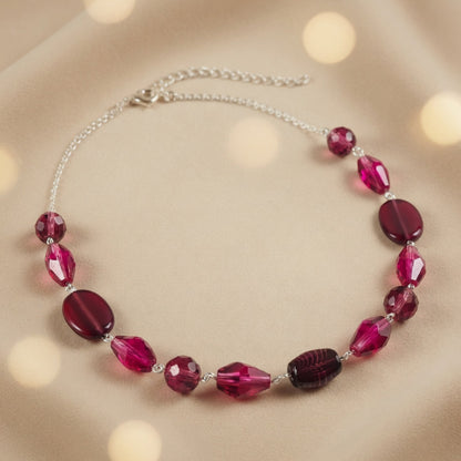Czech Glass Garnet Luxury Burgundy Bohemian Statement Beaded Necklace