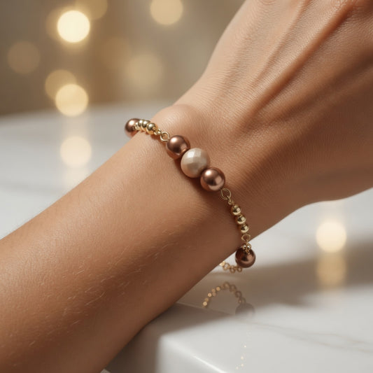 Gold Bead Pearl Bracelet