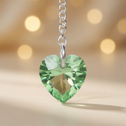 Swarovski Crystal Forest Green Heart Dangle Earrings