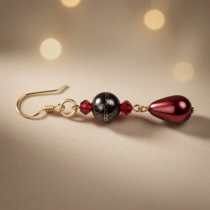 Czech Glass Swarovski Crystals Garnet Radiance Teardrop Earrings