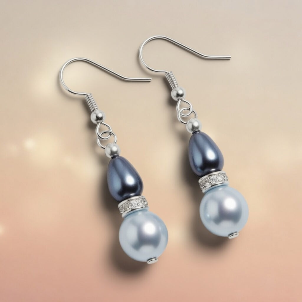 Czech Glass Lunar Tide Teardrop Dangle Earrings
