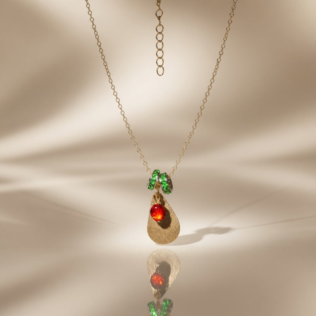 Golden Ember Leaf Necklace