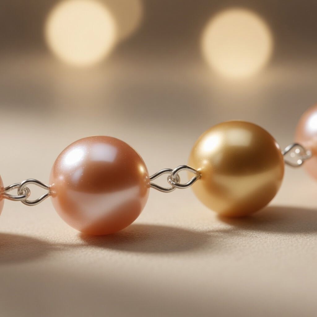 Czech Glass Glow of Bohemian Pearls Pink Gold Filigree Boho Bracelet
