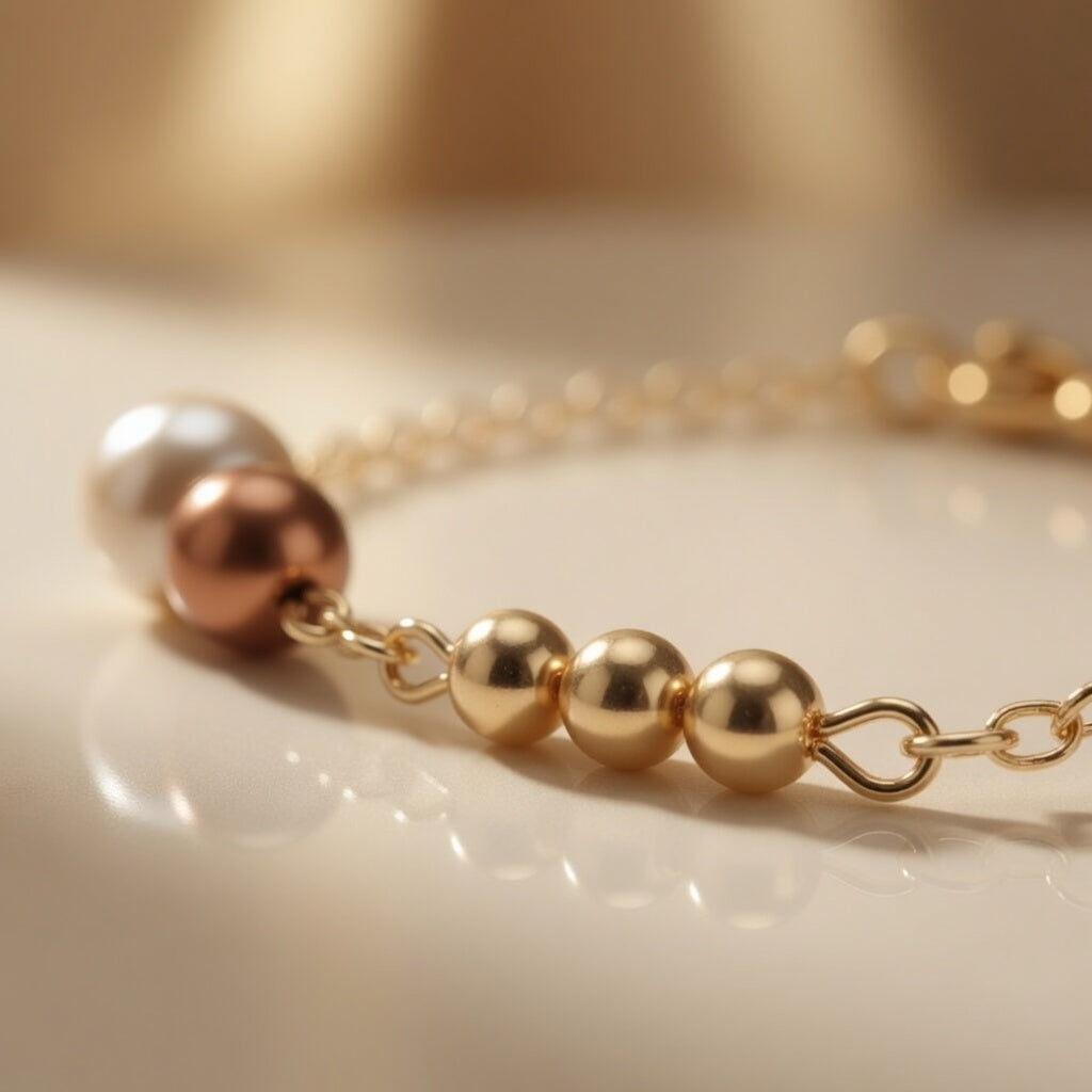 Gold Bead Pearl Bracelet